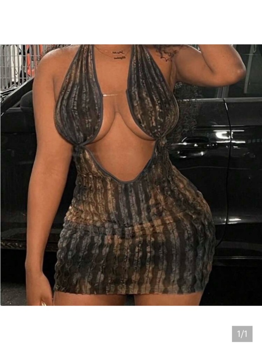 Sheer Cutout Mini Dress in yellow
